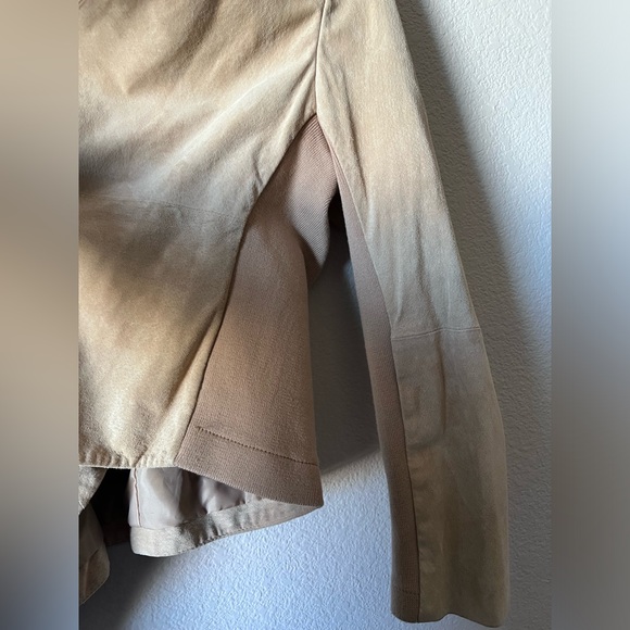 Badgley Mischka’s “American Glamour” Beige Suede Waterfall Collar Jacket Size XL - Picture 11 of 14